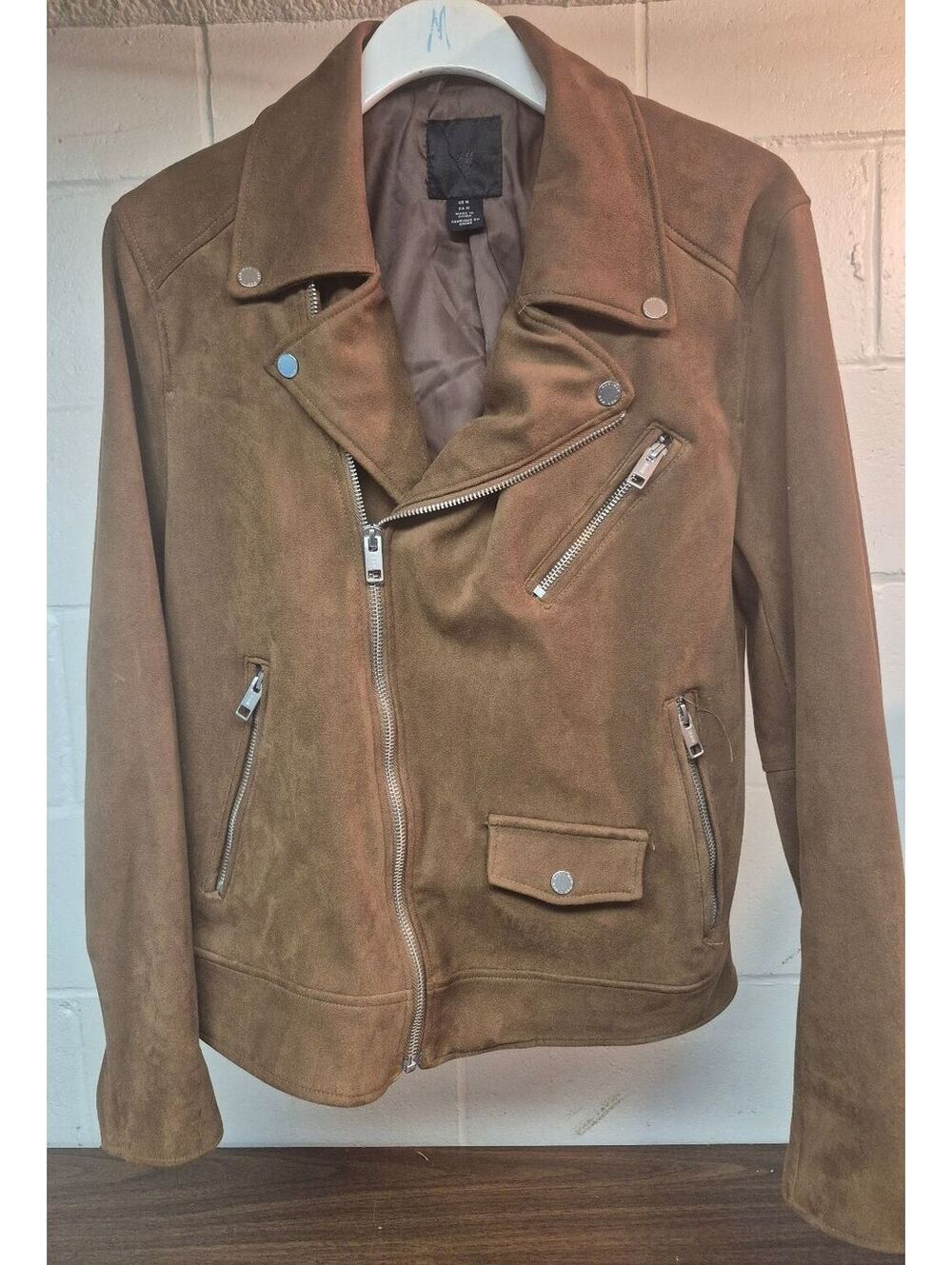 H&M Men's Brown Suede Biker Jacket Size M